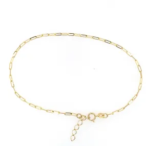 10 Karat Gold Adjustable Paperclip Anklet