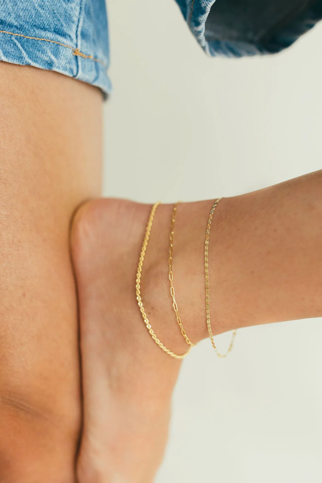 10 Karat Gold Adjustable Paperclip Anklet