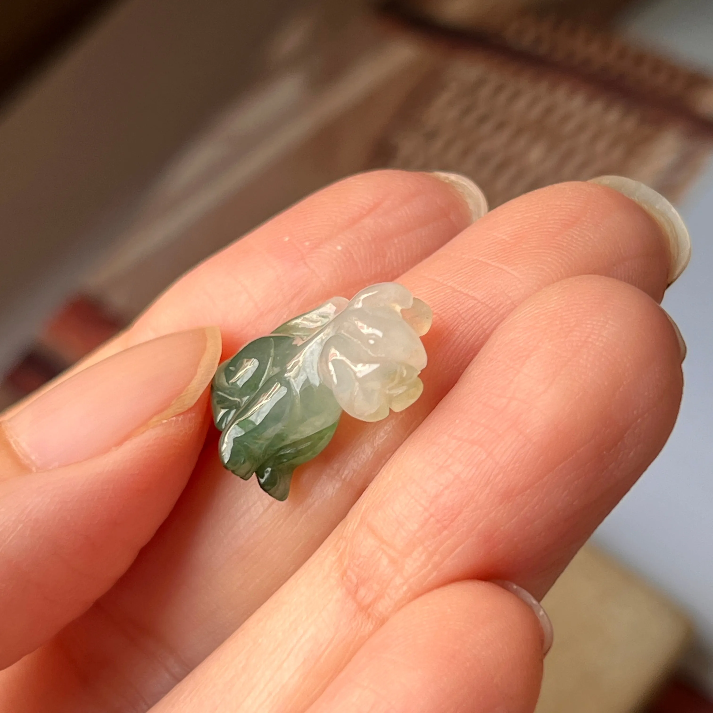 A-Grade Natural Bluish Green Jadeite Dog Pendant No.170677