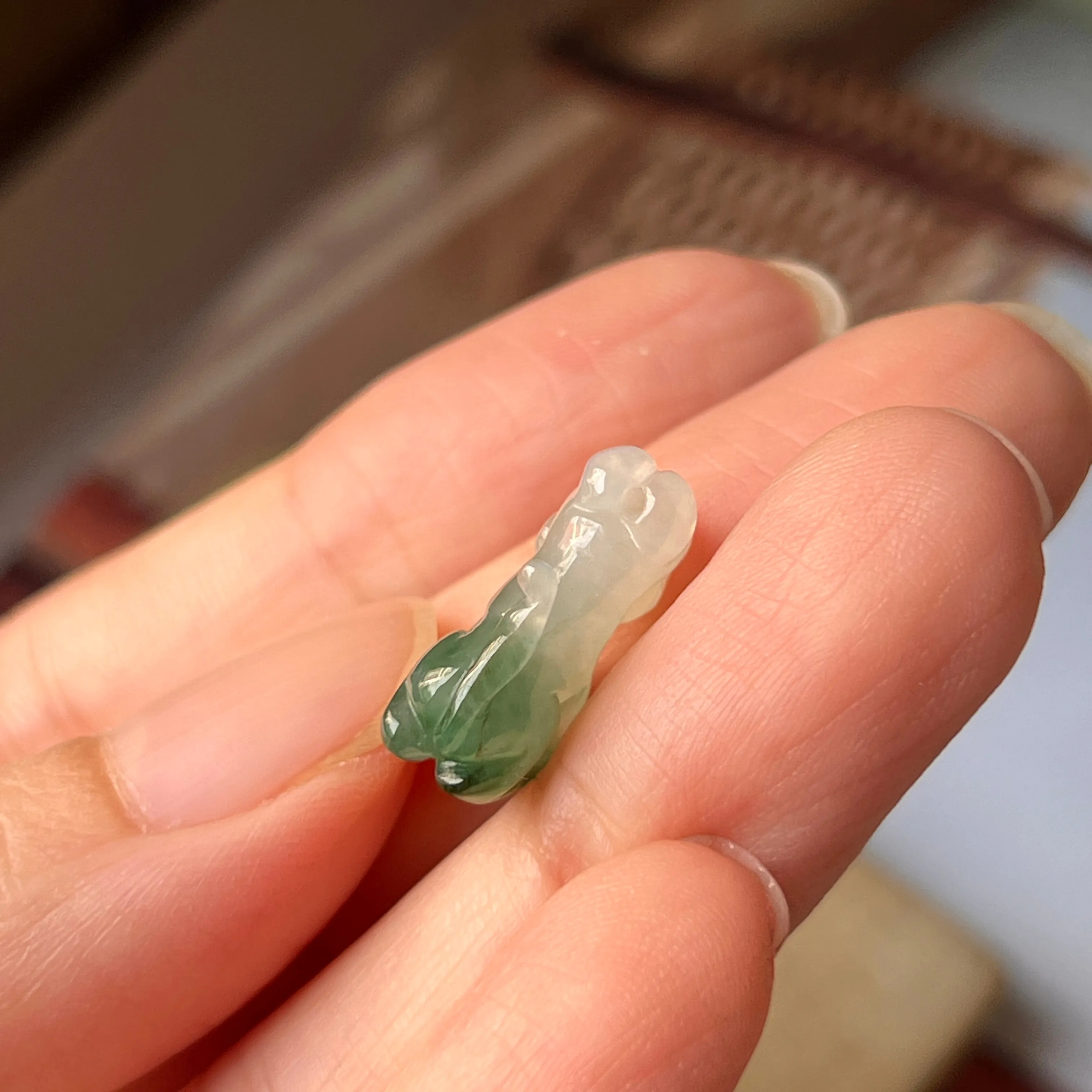 A-Grade Natural Bluish Green Jadeite Dog Pendant No.170677