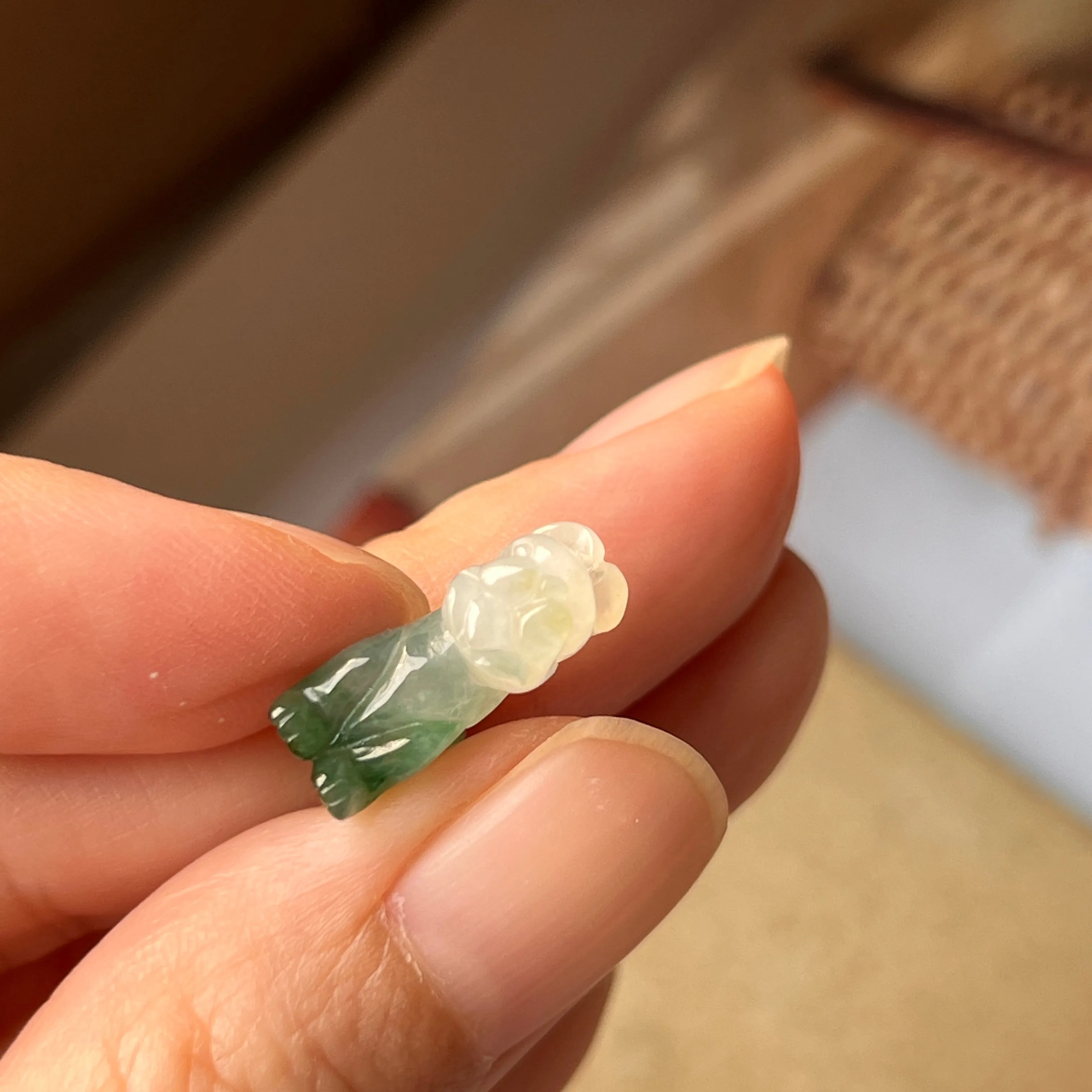 A-Grade Natural Bluish Green Jadeite Dog Pendant No.170677