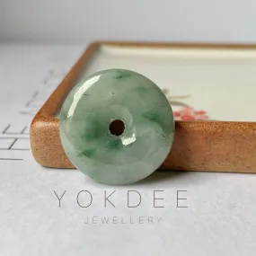 A-Grade Natural Floral Jadeite Donut Pendant No. D220567