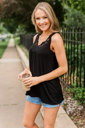 A Shining Moment Lace Tank Top- Black