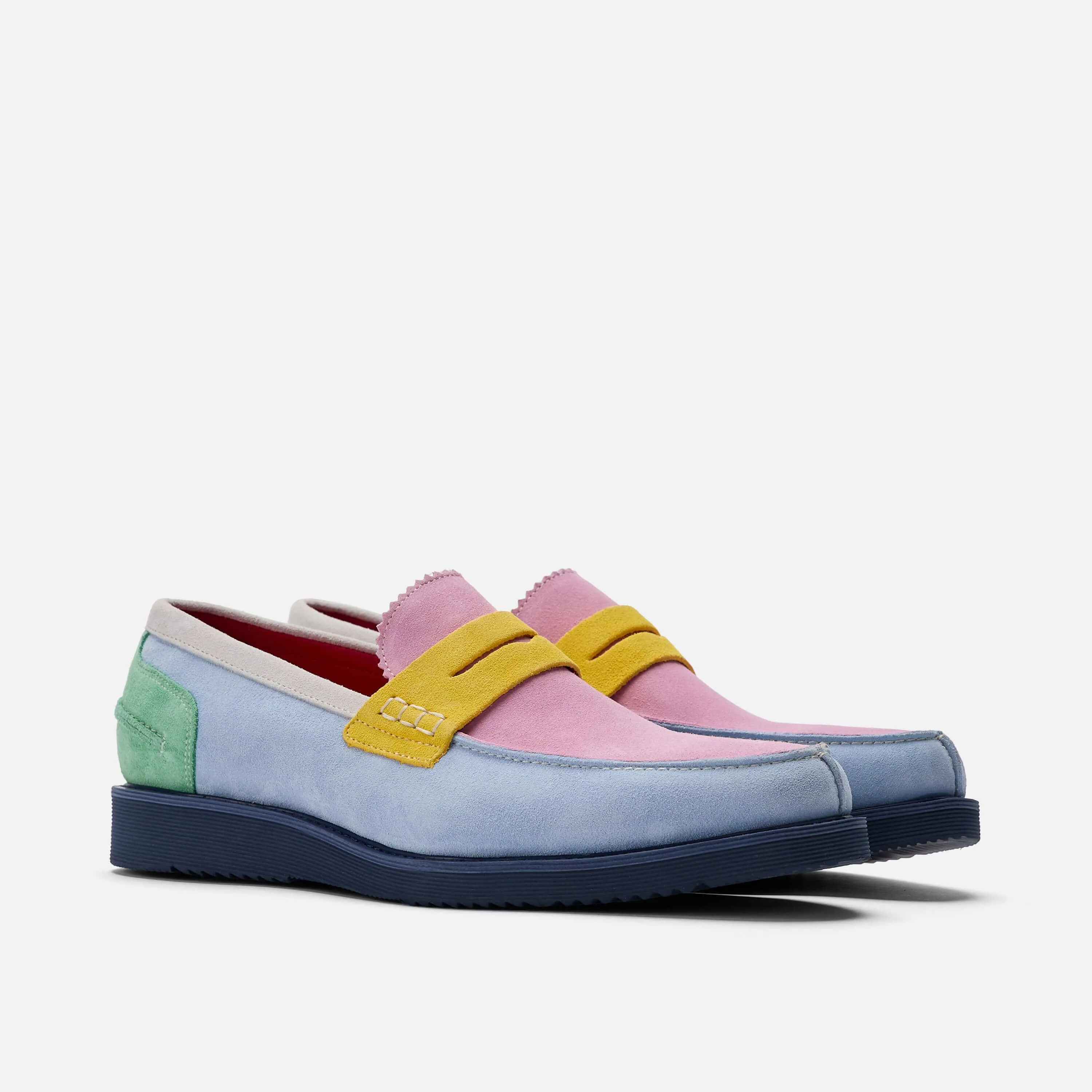 Abe Pastel Colorblock Suede Penny Loafers