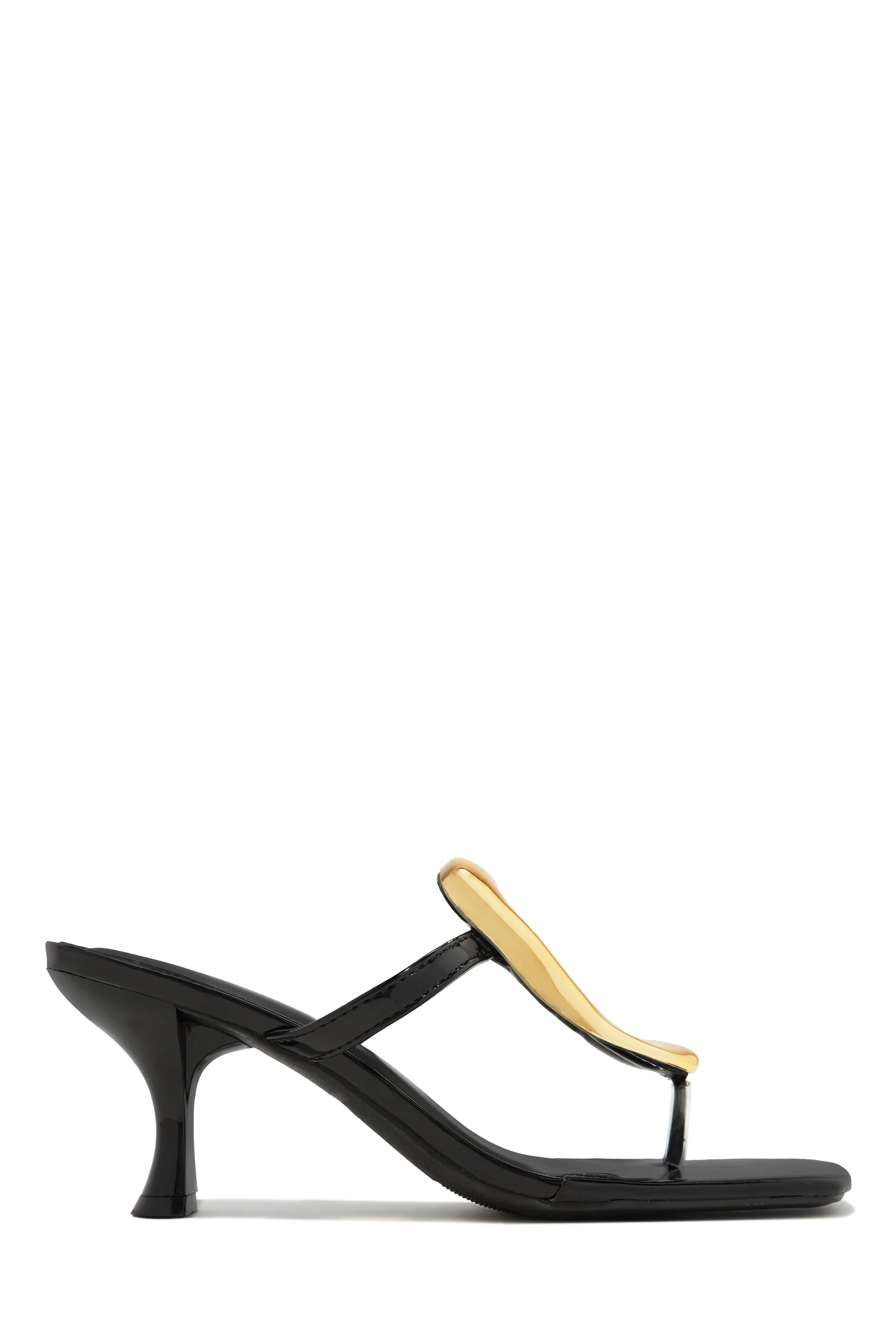 Aelin Thong Strap Mid Heel Mules - Black