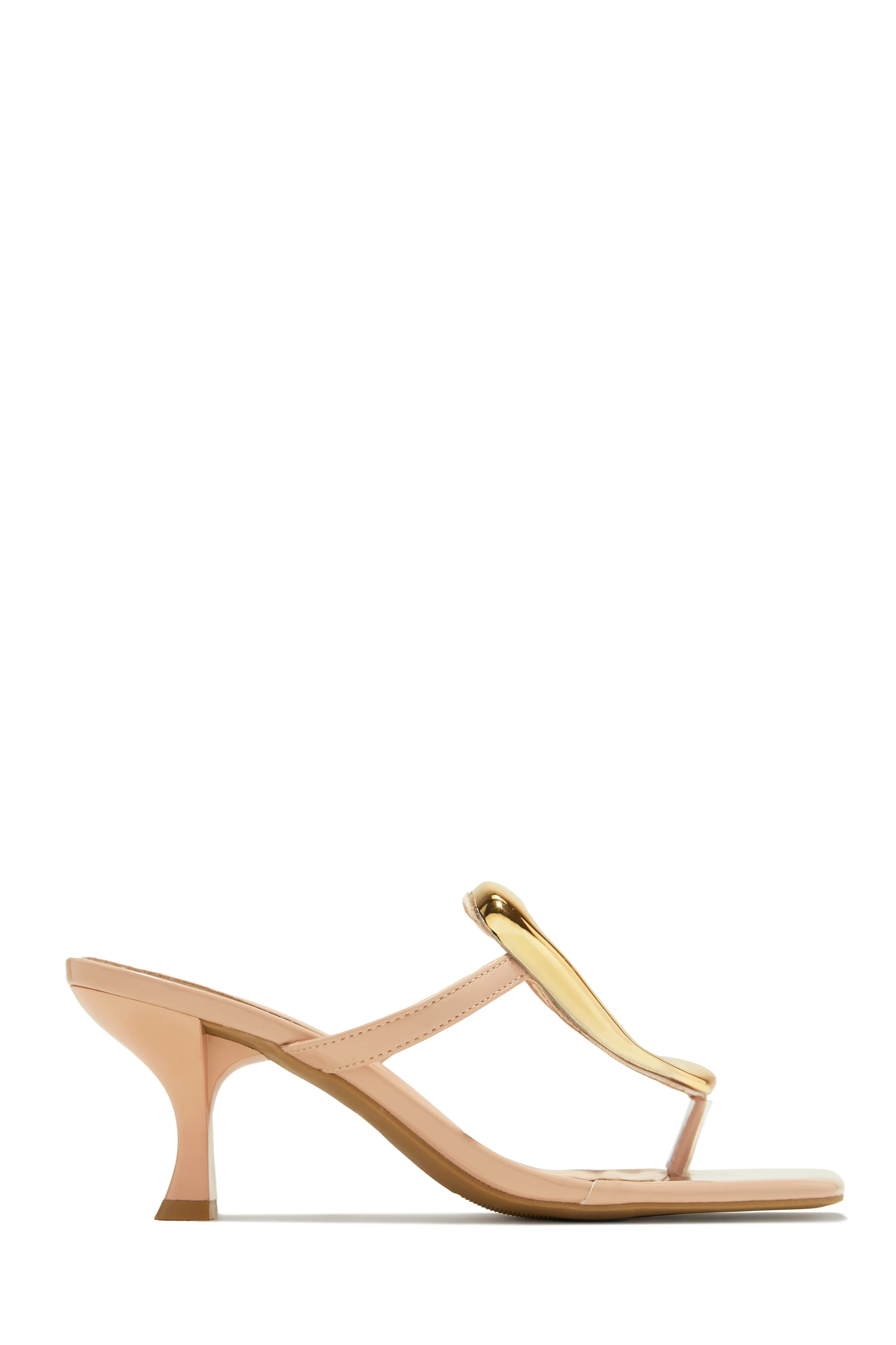 Aelin Thong Strap Mid Heel Mules - Nude