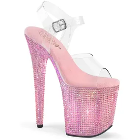 BEJEWELED-808RRS Pink Rhinestone  8 Inch High Heels