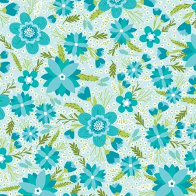 Benartex Secret Garden 13694 54 Garland Teal By The Yard