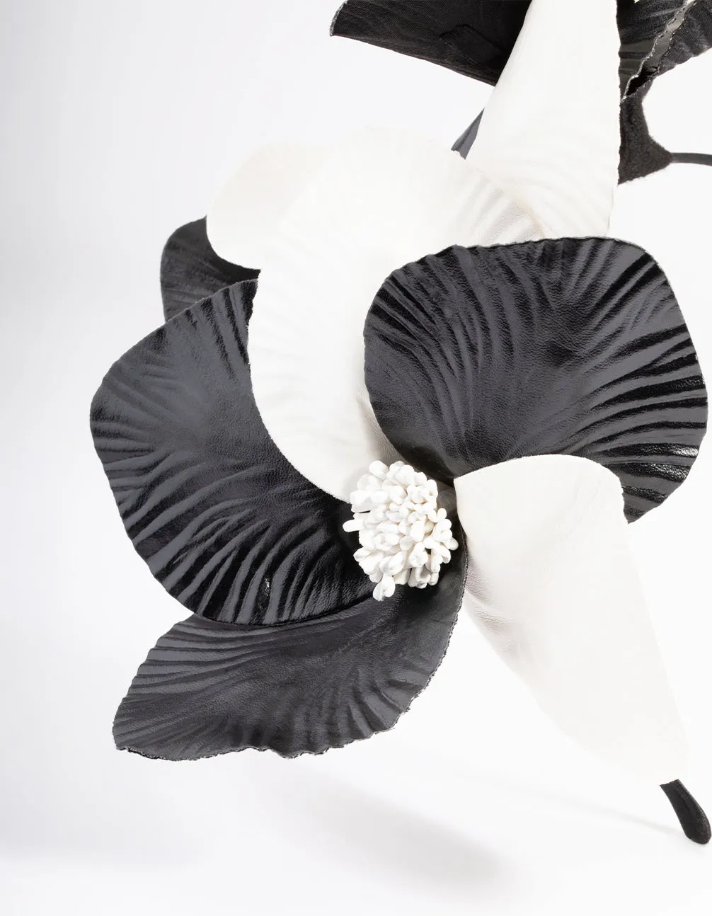 Black & White Faux Leather Petal Headband