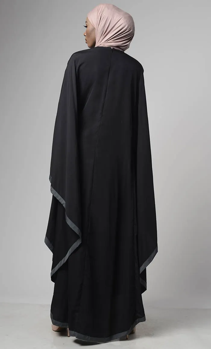 Black Grey Bordered Kaftan - Final Sale