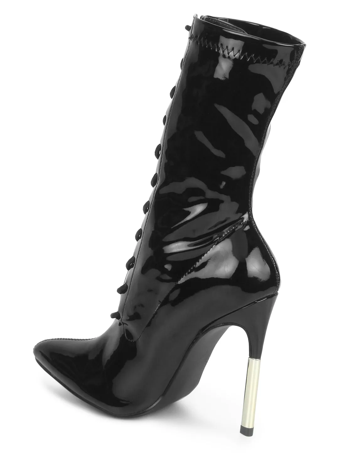 Black Patent Pointy Toe Stiletto Boots