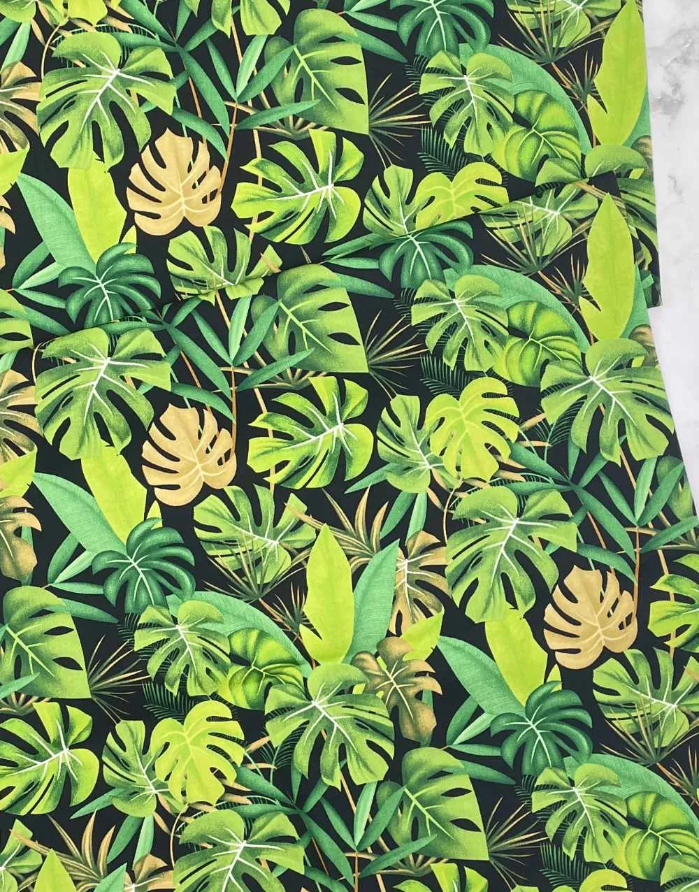 Bold Palm Leaves, Printed Cotton Poplin Fabric