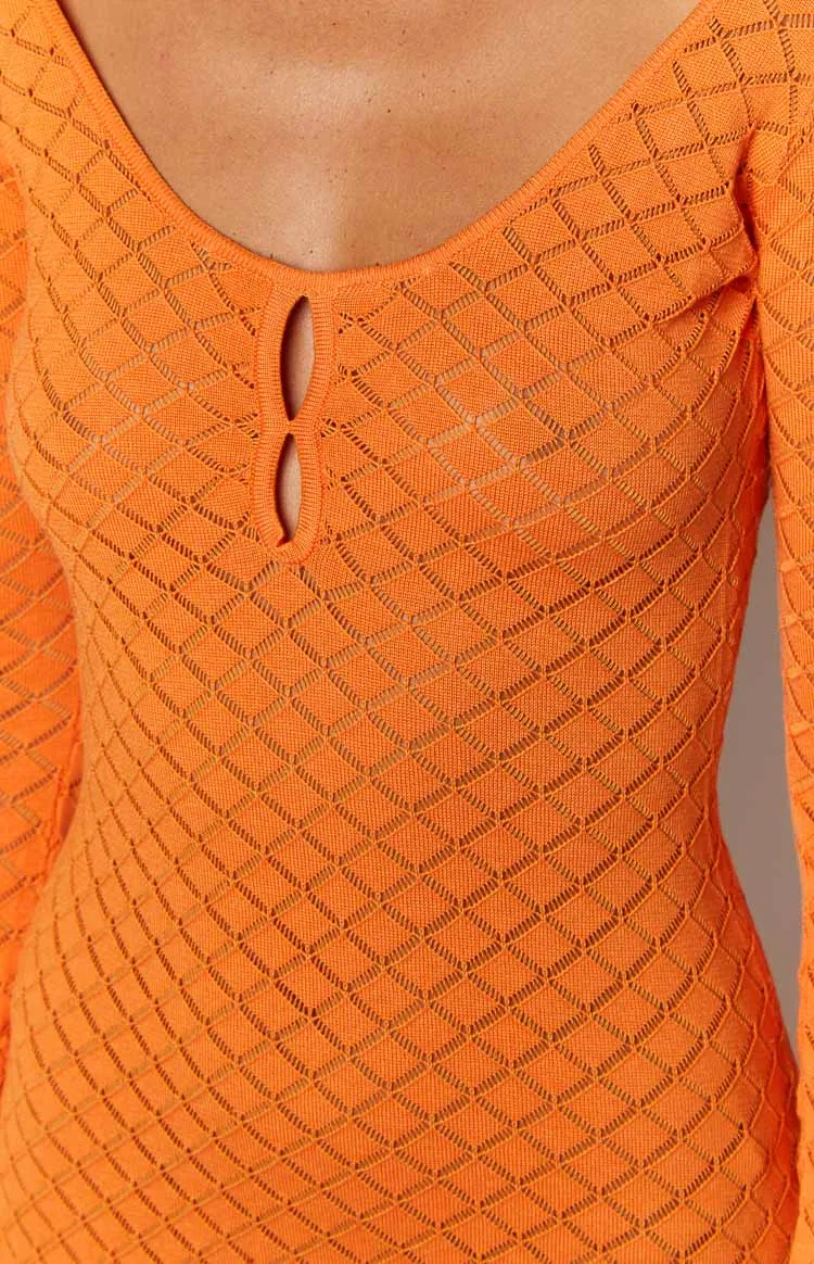 Celine Orange Knit Maxi Dress