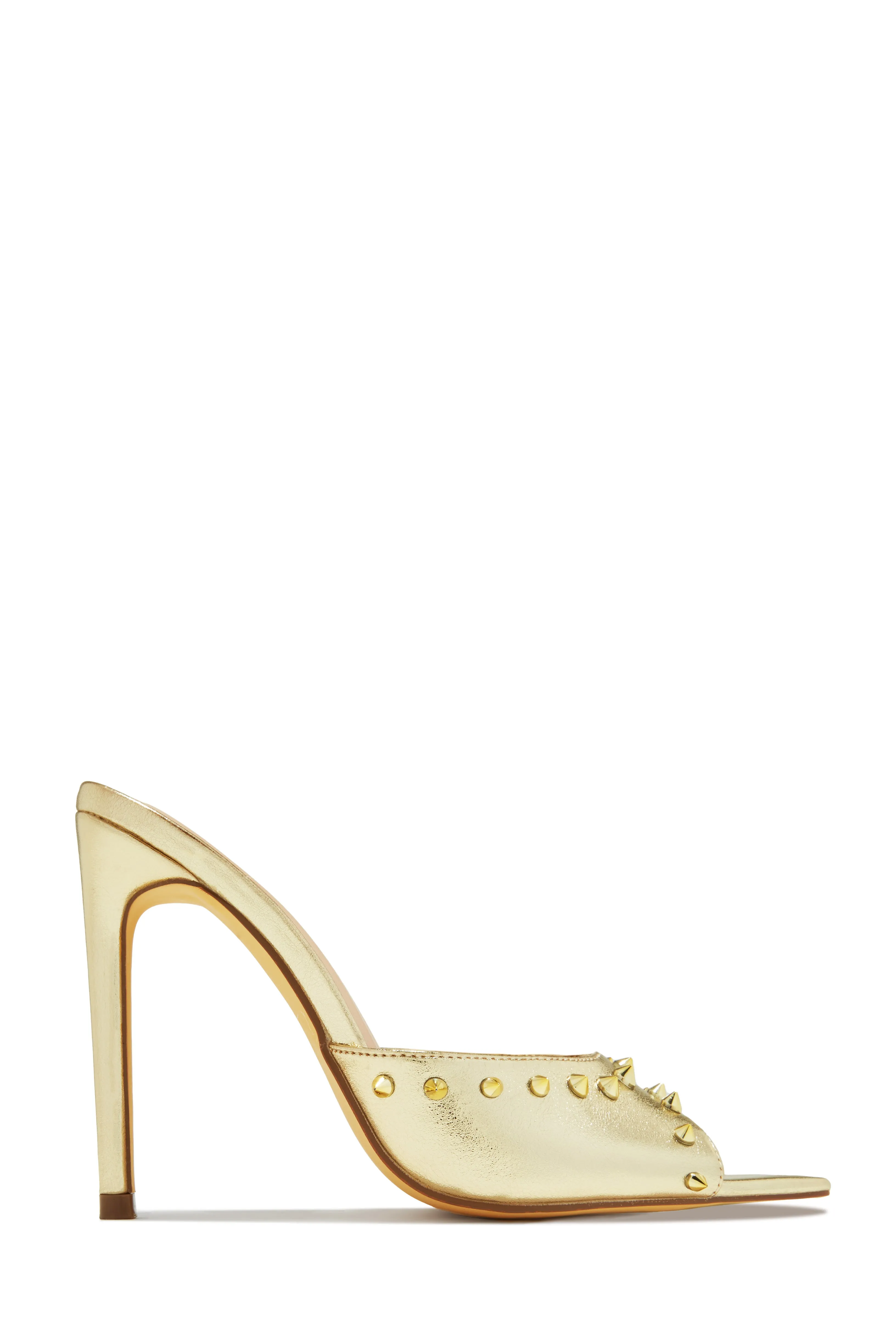 Collette Studded High Heel Mules - Tan