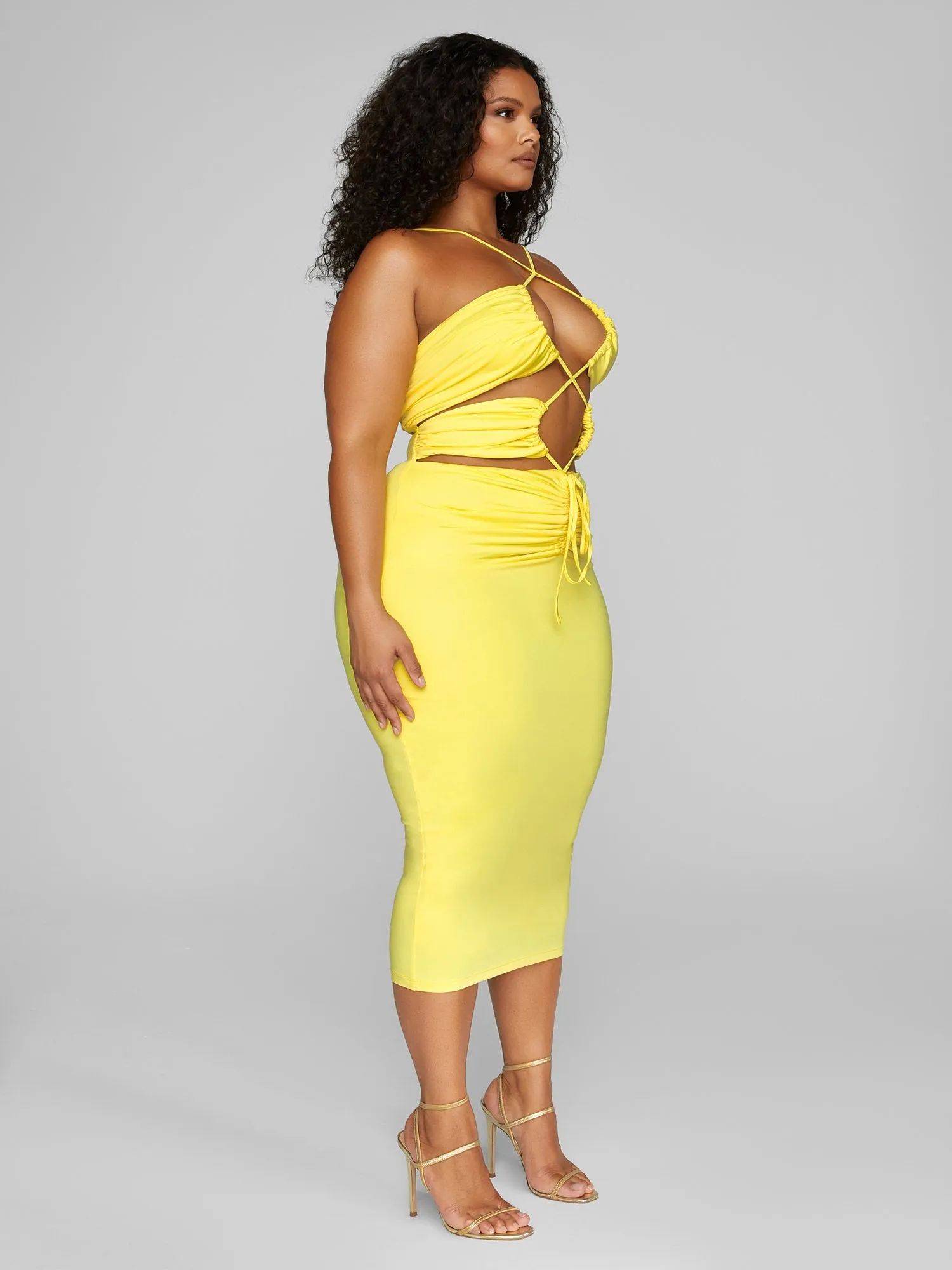 Dahlia Drawstring Detail Midi Dress - Leslie Sidora x FTF