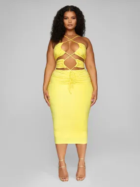 Dahlia Drawstring Detail Midi Dress - Leslie Sidora x FTF