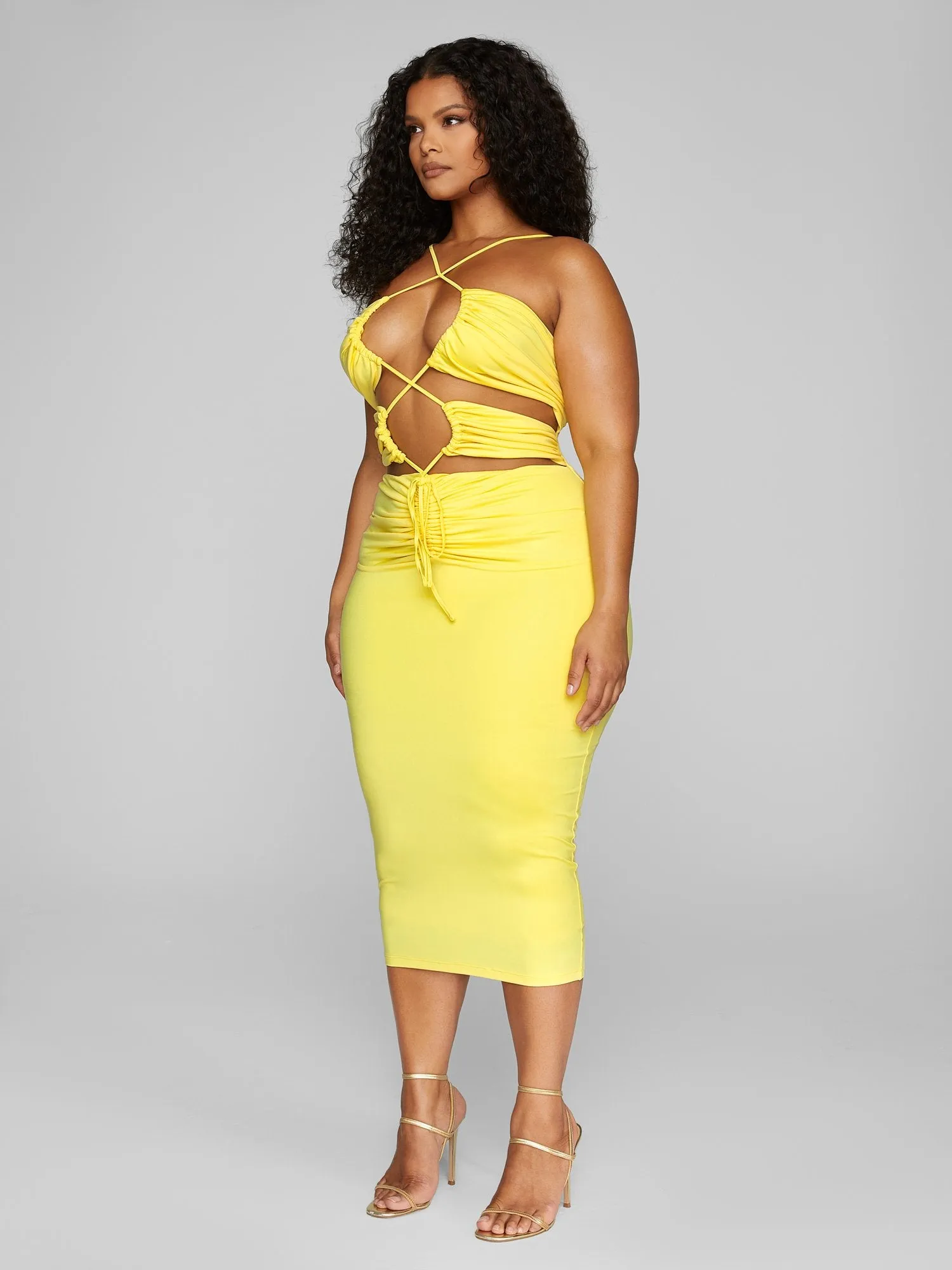 Dahlia Drawstring Detail Midi Dress - Leslie Sidora x FTF