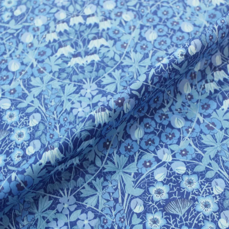 Dressmaking Floral Cotton Lawn Fabric - Gloria - Blue