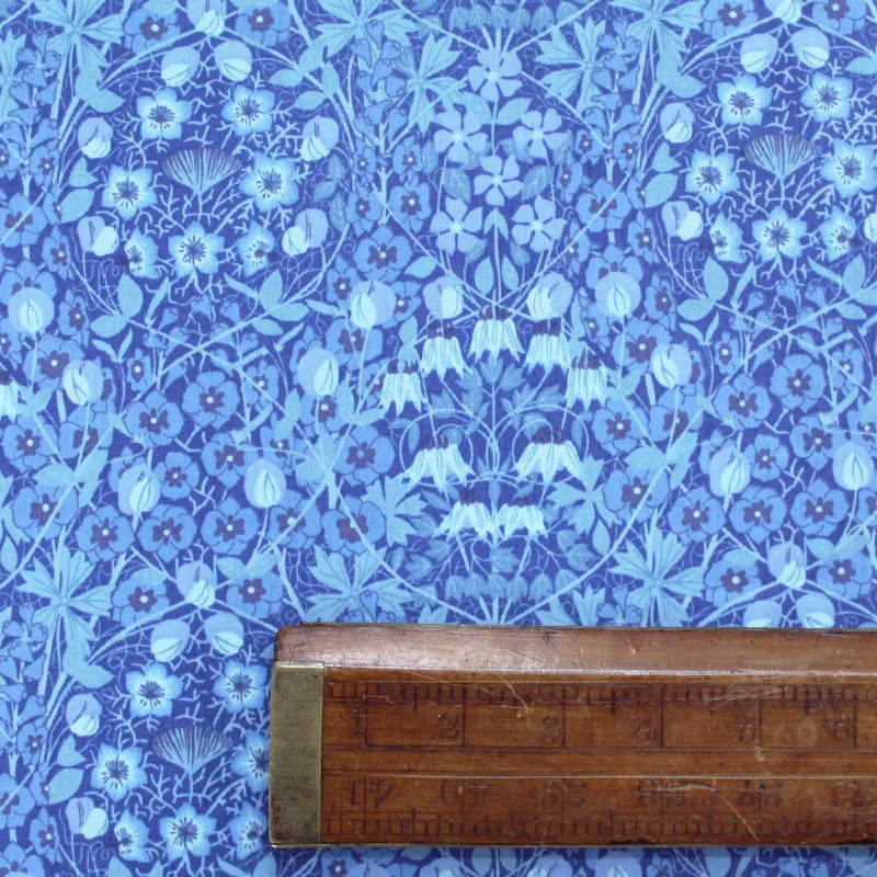 Dressmaking Floral Cotton Lawn Fabric - Gloria - Blue