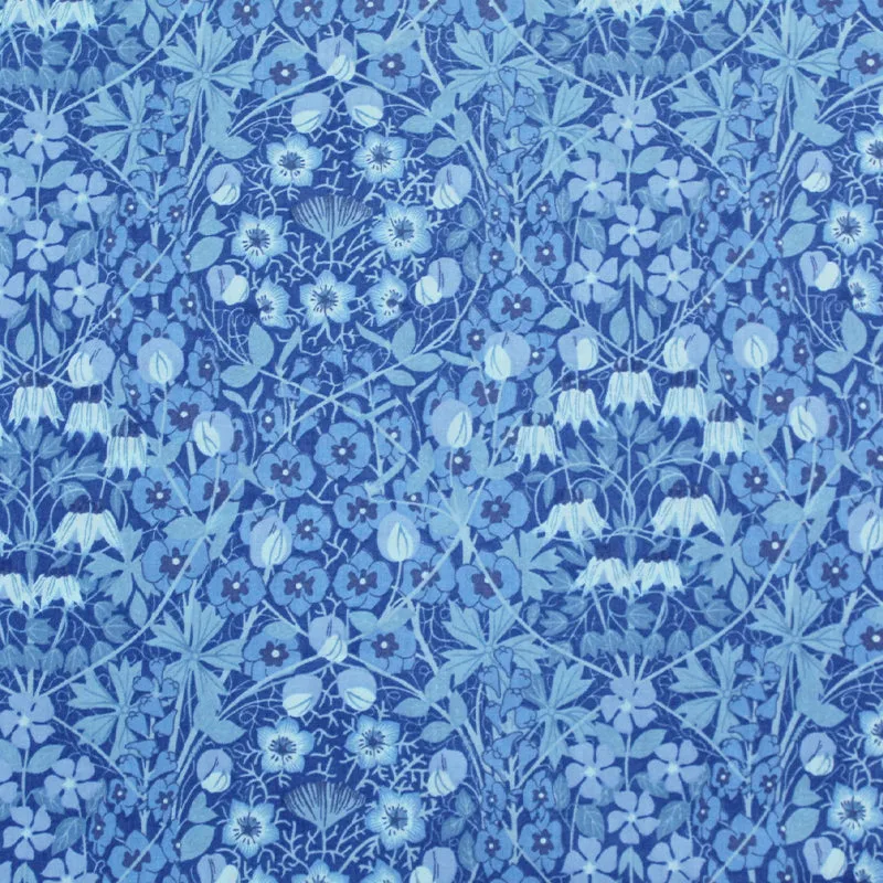 Dressmaking Floral Cotton Lawn Fabric - Gloria - Blue