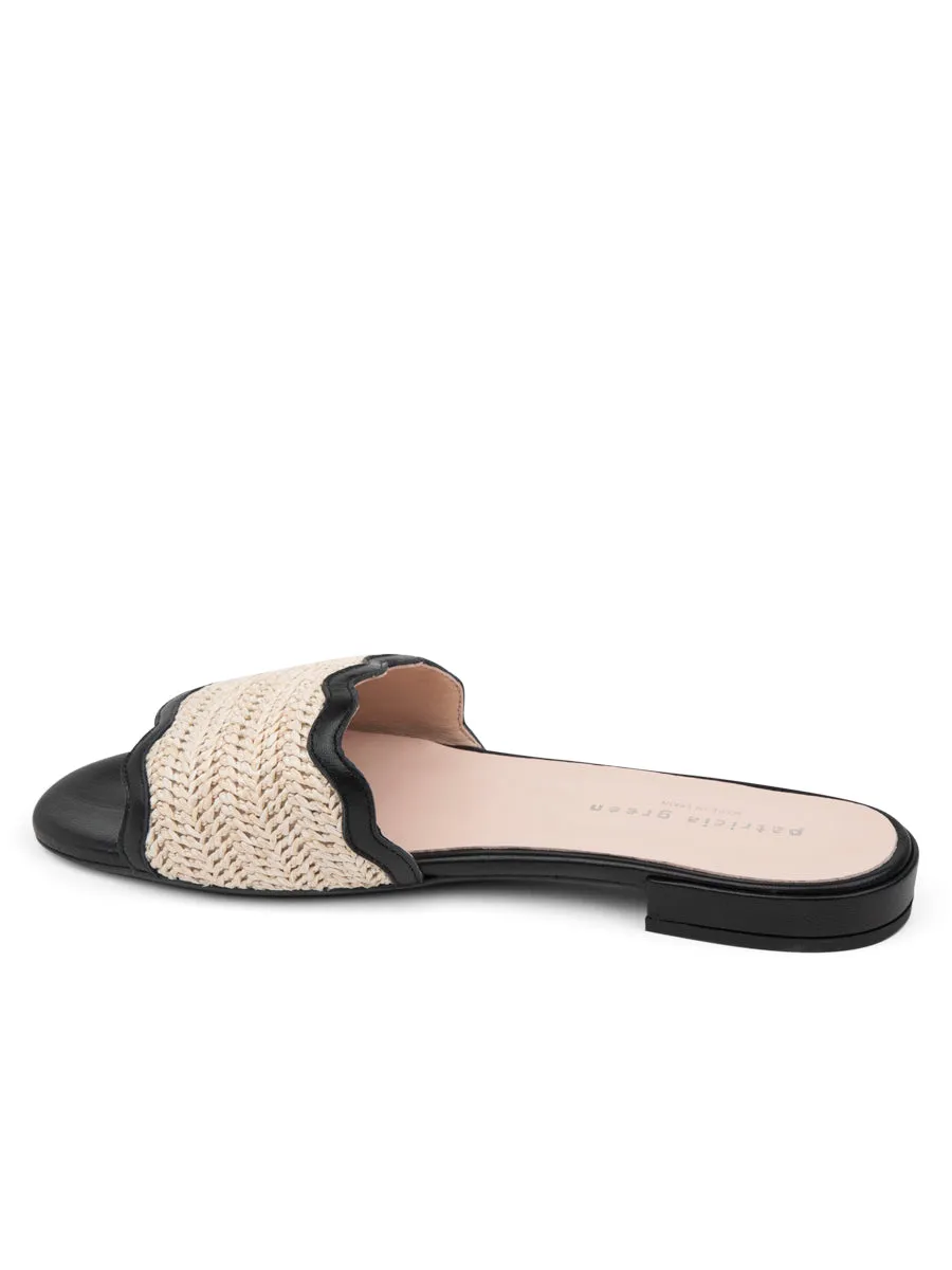 Emma Scalloped Raffia Flat Sandal