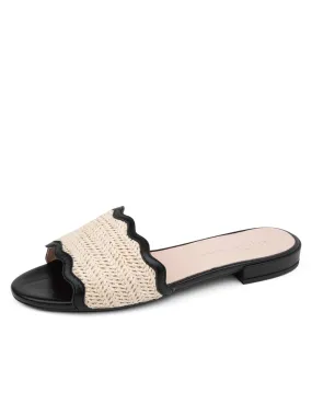 Emma Scalloped Raffia Flat Sandal