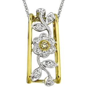 Floral Pendant in 18k Gold with Diamonds