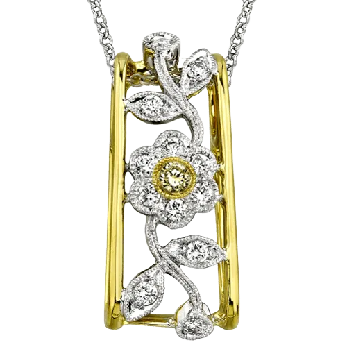 Floral Pendant in 18k Gold with Diamonds