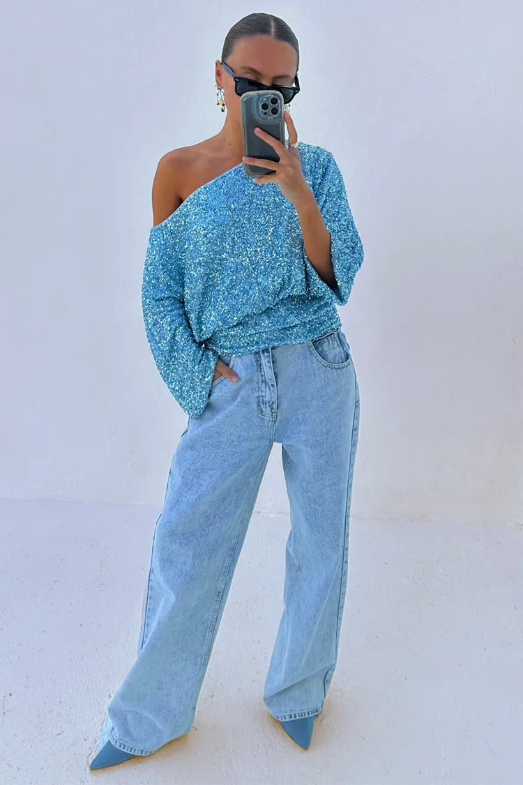 Ice Blue Sequin Tilly Top