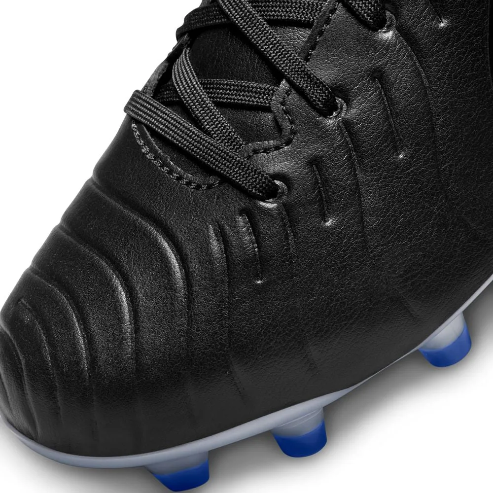 Nike Tiempo Legend 10 Club FG/MG Jnr Football Boots (Black/Chrome/Hyper Royal)