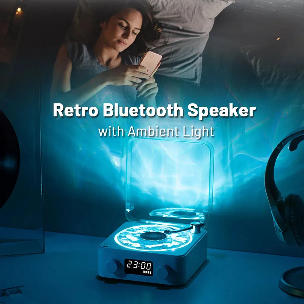 Retro Turntable Speaker with Aurora Lighting