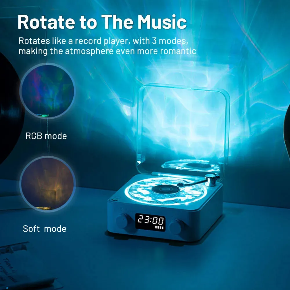 Retro Turntable Speaker with Aurora Lighting