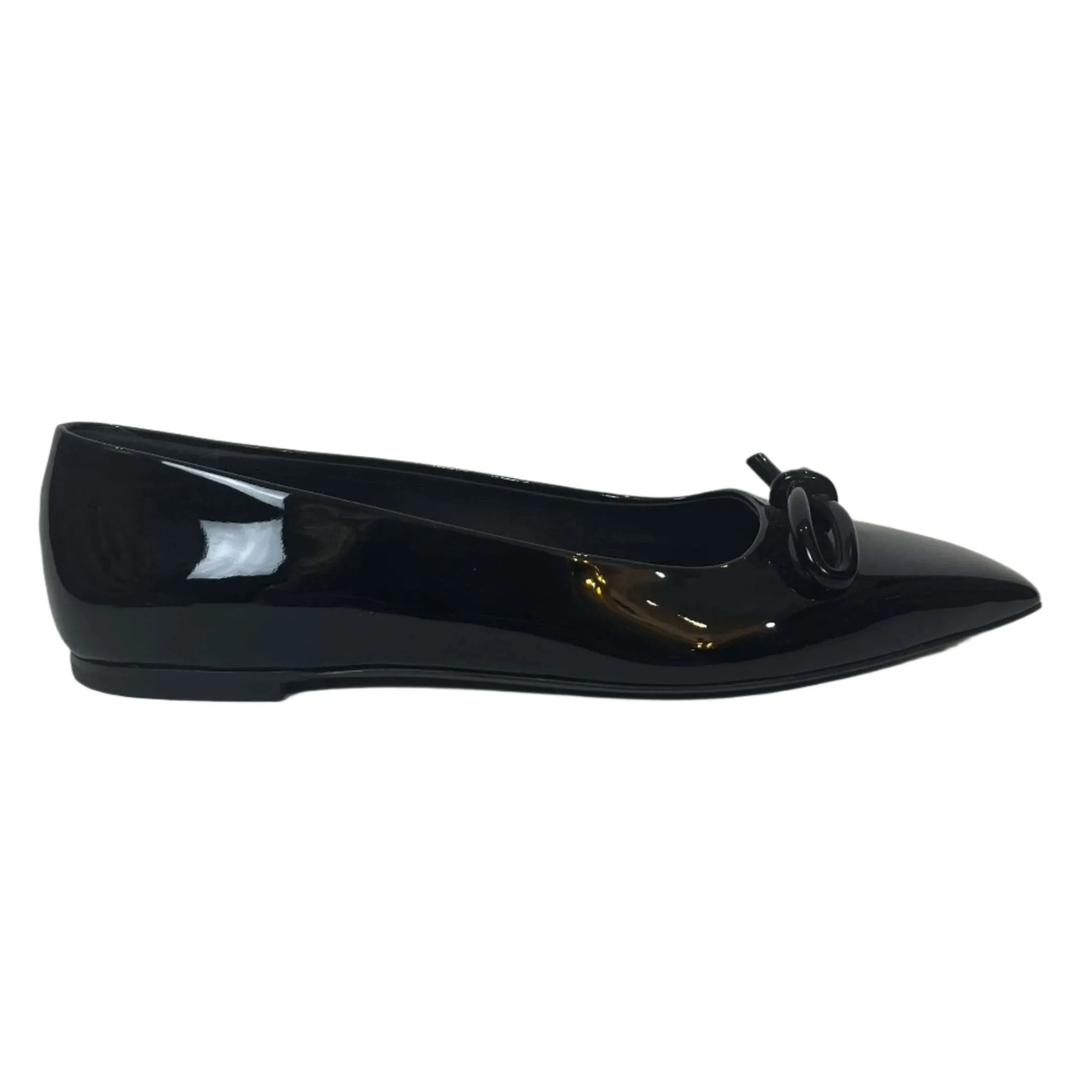 Salvatore Ferragamo Brand New £635 Black Patent Annie Bow Flats 39